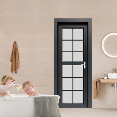 Cheap 20 years guarantee project toilet watertight aluminium glass swing door for bathroom