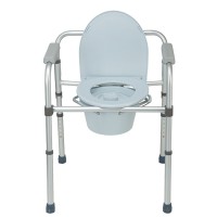 Portable aluminum alloy folding patient toilet chair for elderly